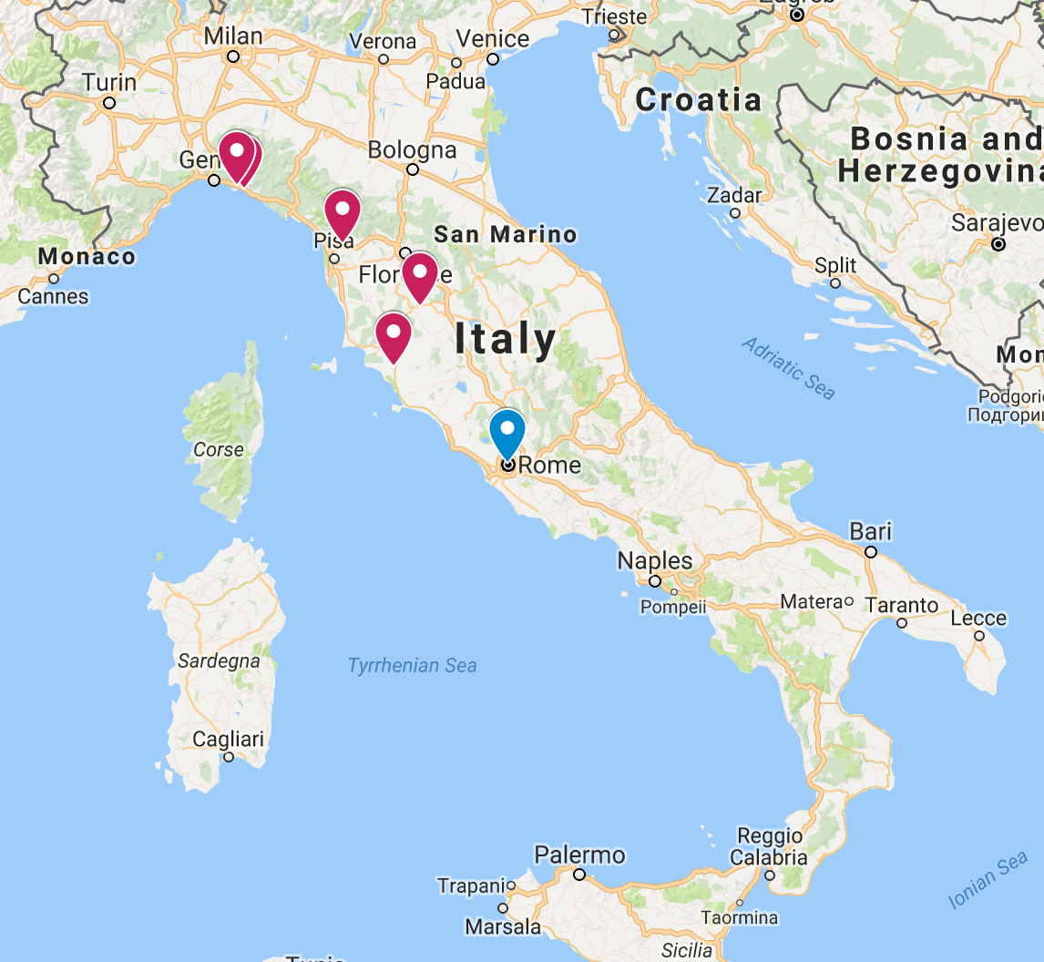Map of Italian Vacation destinations