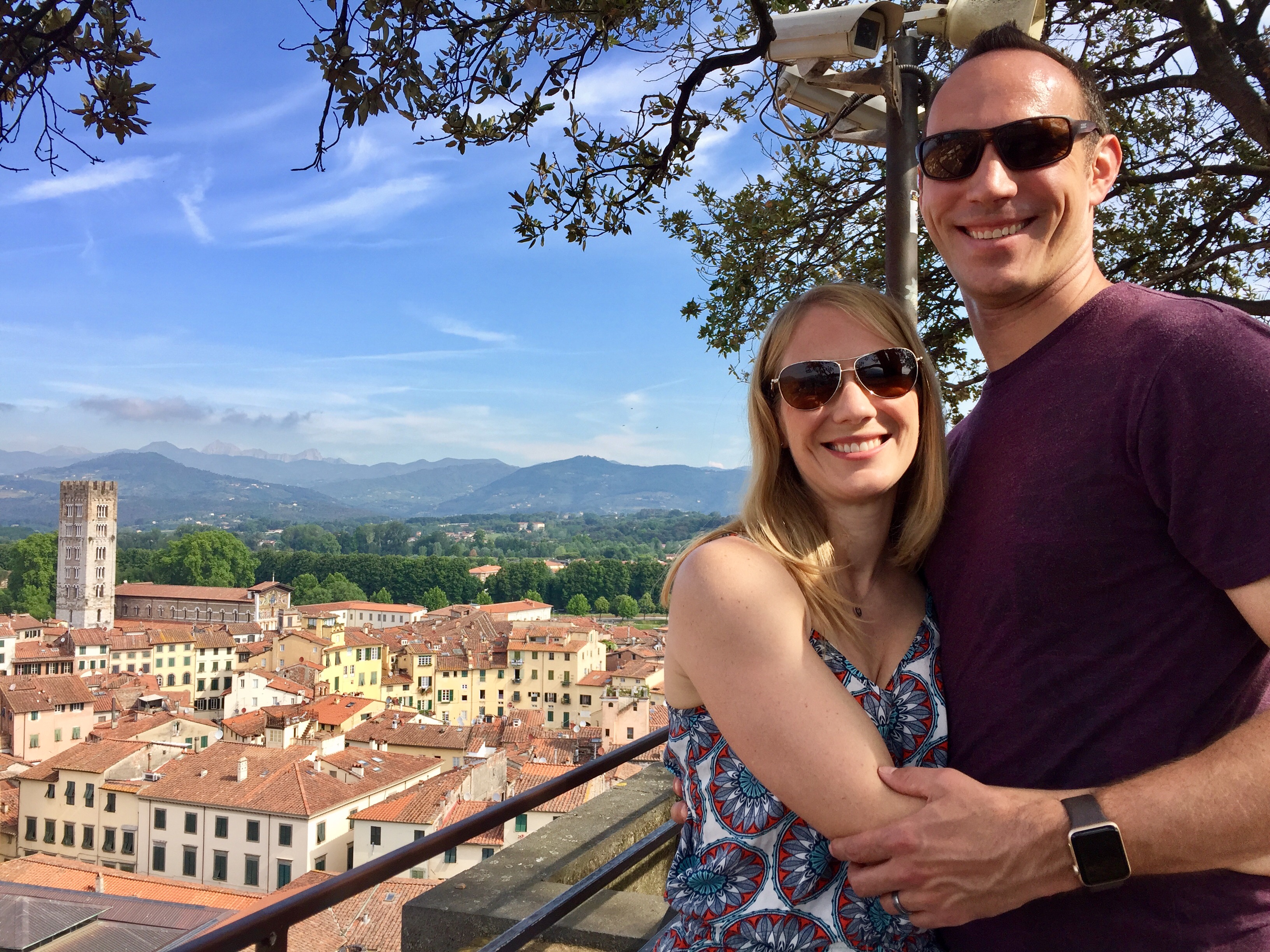 Justin and Heather atop the Guinigi tower in Lucca