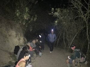 hiking the inca trail waiting for the checkpoint